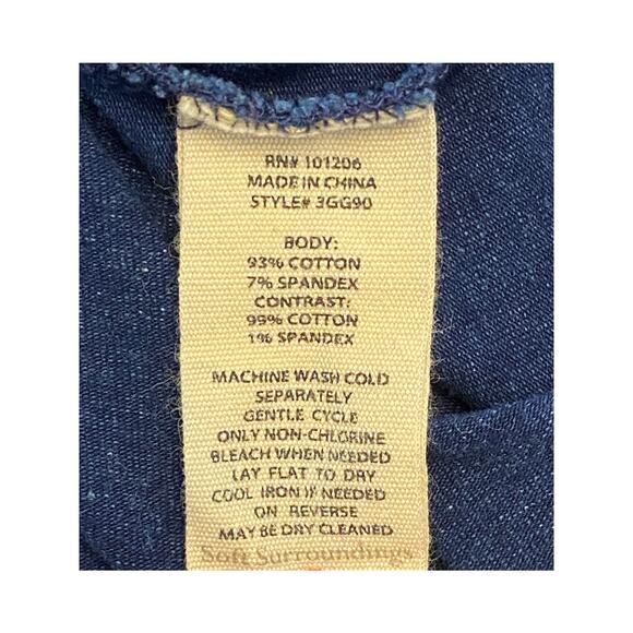 Soft‎ Surroundings Petite Denim Look Henley Top Blue Long Sleeve XS - Picture 5 of 7